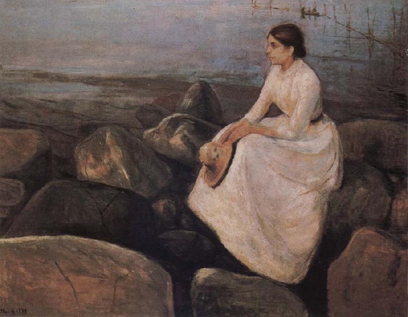 Edvard Munch The Lady sitting the bank of the sea china oil painting image